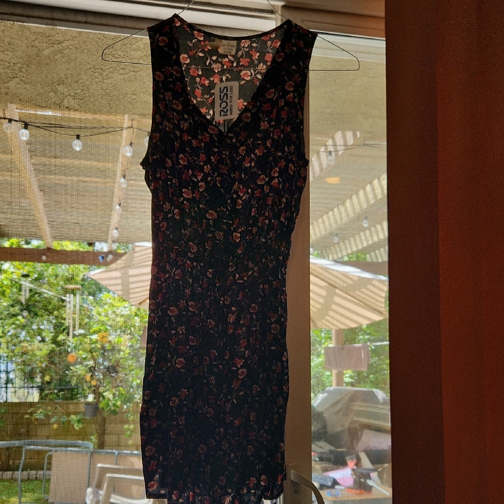 Mimi Chica Black Mini Dress with Rose Floral Print